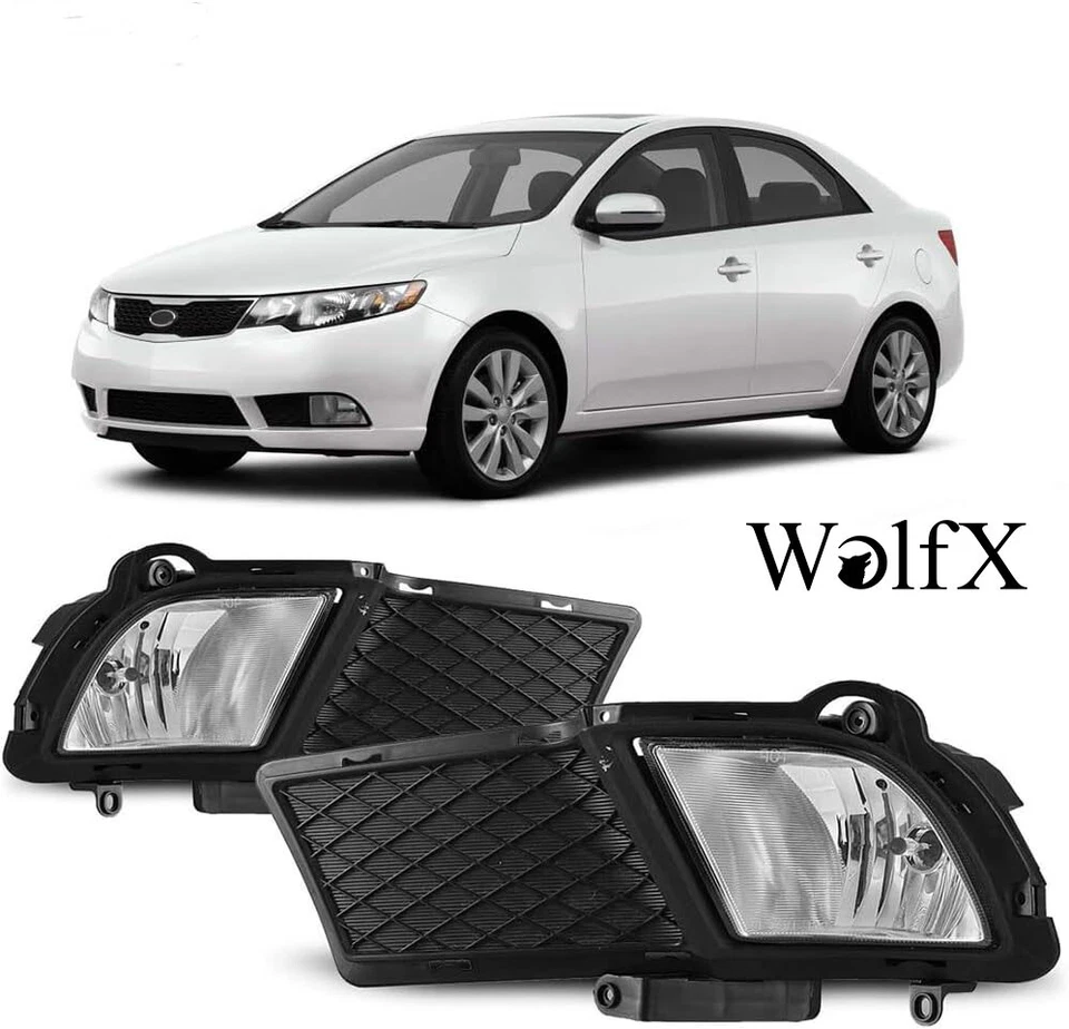 Fog Lights For 2010-2012 Kia Forte Pair Bumper Lamps W/Bezel+Wiring+Switch - Image 1 of 4