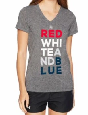 Under Armour Women's Freedom V-Neck T-Shirt,Charcoal (019) size M - Image 1 of 2