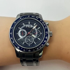 FILA Chronograph Watch Blue Dial Stainless Steel 10ATM FA0728-6 Japan#380A - Picture 1 of 7