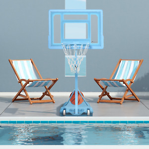 5.25' - 5.89' Height Adjustable Pool Basketball w/ Wheeled Water/Sand Base Blue