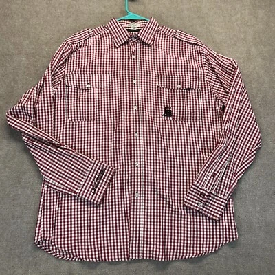 Artful Dodger Shirt Men's XL Red Gingham Plaid Long Sleeve Wings Lightning Anvil - Image 1 of 4