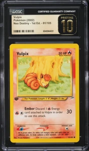 CGC Pristine 10 Vulpix 1st Edition Neo Destiny 2002 Pokemon Card #91 - Picture 1 of 2