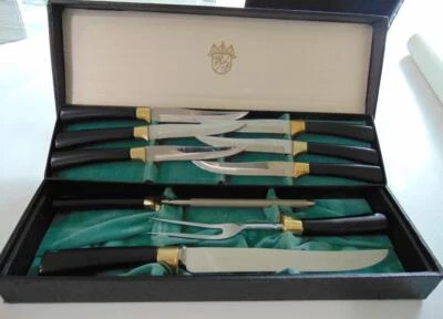 Washington Forge 雕刻套装黑色手柄谢菲尔德英格兰刀片 9 件 — 第 1/4 张图片