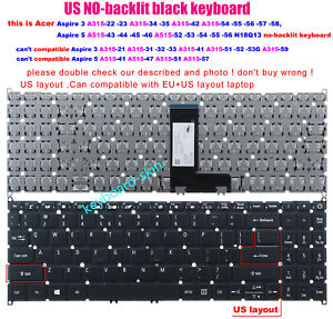 New for Acer Aspire 5 A515-43,A515-52,A515-54,A515-55,A515-56 laptop US Keyboard