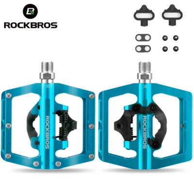 ROCKBROS 2 In 1 Flat Bicycle Pedals SPD Cleats Anti-slip Bearing Bike Lock Pedal - Image 1 of 4