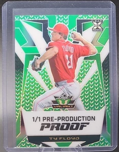 Ty Floyd 1/1 2024 Leaf Valiant Rookie RC Green Holo Pre Production Proof Reds - Picture 1 of 2