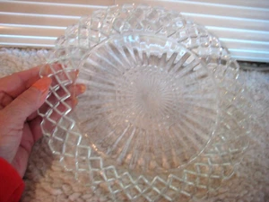 Vintage Depression Ära Klarglas Runde Platte Platte 9,5" D Diamant Design - Bild 1 von 5