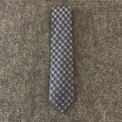 NUEVO CON ETIQUETAS ROBERTO VILLINI Para hombres SEVENFOLD Corbata de Seda Diseñador Geométrica Azul/Gris Foto 1 de 4