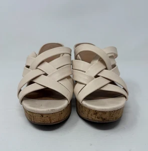Sam & Libby Womens Cayla Ivory Faux Leather Cork Wedge Slide Size 8.5 Sandals - Picture 1 of 14