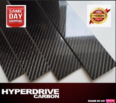 Carbon Fibre Sheet Strip Bar Gloss Twill Different Size 1,2,3,4,5mm Thicknesses - Image 1 of 3