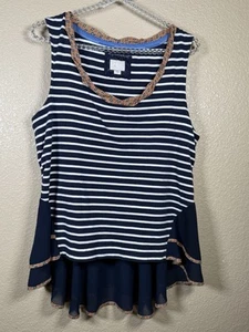 Anthropologie Matasellos Talla Grande Rayas Peplum Tanque Verano Vacaciones Playa - Imagen 1 de 9