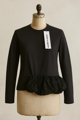 Comme des Garçons 黑色蕾丝荷叶边上衣全新带标签 M 码-日本设计师 Avant — 第 1/4 张图片