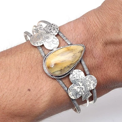 Pulseras brazalete de joyería hechas a mano con piedras preciosas de jaspe imperial 7"" ajustables Foto 1 de 4