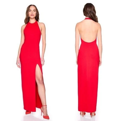 Vestido Susana Monaco Rojo Halter Espalda Baja abertura con Forro de Body Adjunto NUEVO Foto 1 de 4