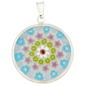 Glass OfVenice Murano Glas Millefiori Anhänger in Silberrahmen 7/8" - Bild 1 von 4