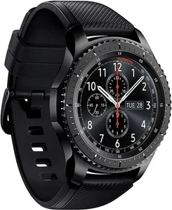 Montre connectée Samsung Gear S3 Frontier 46 mm boîtier en acier avec bracelet en silicone noir - - Photo 1 sur 5