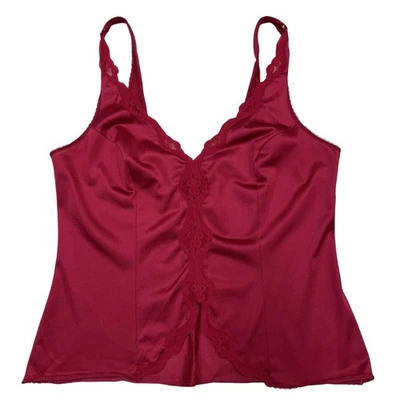 Camiseta sin mangas Warners Y2K vintage para mujer 36 rosa nailon detalle de encaje coqueta de hadas Foto 1 de 4