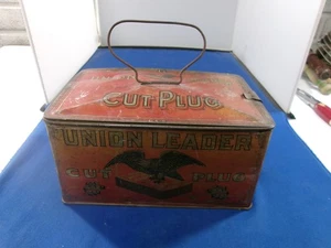 Tappo Taglio Union Leader Vintage Coperchio Cerniera Tabacco Latta-Patina - Foto 1 di 9