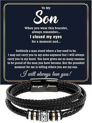 Pulsera Joyería To My Son con Tarjeta de Mensaje y Caja Significado Regalo en Navidad Foto 1 de 4