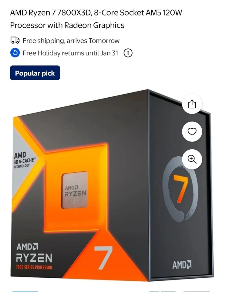 AMD Ryzen 7 7800X3D 8-Core - Image 1 of 4