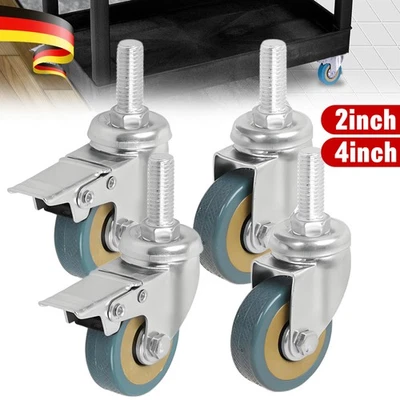 4 Stk Transportrollen Schwerlastrollen Lenkrolle mit Gewindestift Möbelrollen, - Bild 1 von 4