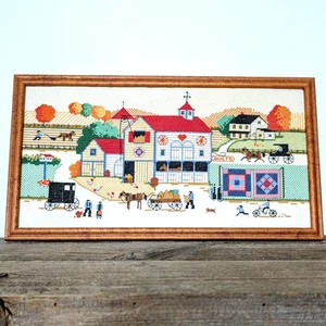 Kit de punto de cruz Dimensions Counted 1986 Amish Farm Charles Wysocki COMPLETADO - Imagen 1 de 19