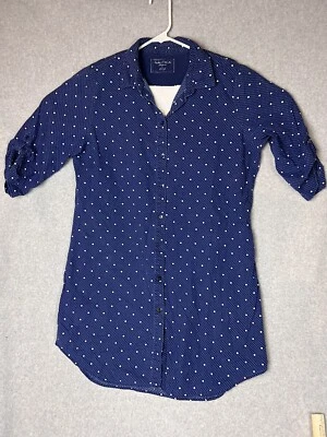 Nautica 睡衣女式 XL 束腰睡衣圆点蓝色纽扣 — 第 1/4 张图片