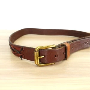 VINTAGE Medieval Belt Mens 34 Brown Leather Laced Retro Genuine Full Grain USA - Picture 1 of 12