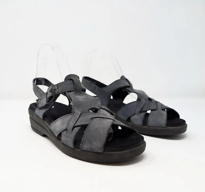 Sandalias Mephisto azul gris con tiras de gamuza hebilla pescador para mujer 37 7 Foto 1 de 4