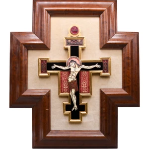 Crucifijo de bronce y esmalte - Serie limitada 01/25 - Enmarcado - Imagen 1 de 14