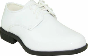 Vangelo/Tux-1 Boy Tuxedo Shoe Wedding Formal Event Wrinkle Free White Patent - Picture 1 of 7