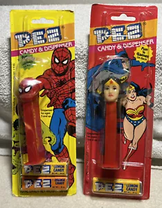Vintage 1985 Spiderman / Marvel PEZ Dispenser /Wonder Woman Pez 1 Candy Missing - Picture 1 of 4