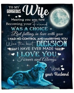 To My Gorgeous Wife Fleece Blanket, Birthday Valentine Blanket From Husband Gift - Picture 1 of 2