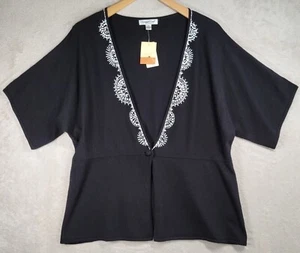 Coldwater Creek Cardigan Sweater Top Womens Plus 2X (20-22) Beaded Neck Trim - Picture 1 of 15