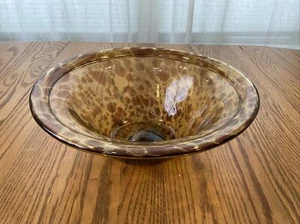 Vtg Hand Blown Tortoise Shell Serving Bowl 12” Diameter - Picture 1 of 8