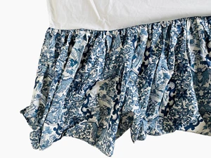 Ralph Lauren Porzellan King Bett Rock Tamarinde Blau Vögel Chinoiserie Rüschen - Bild 1 von 10