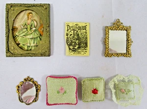Dollhouse Set of 7 Decorator Accessories Art, Mirrors and Pillows - Picture 1 of 10
