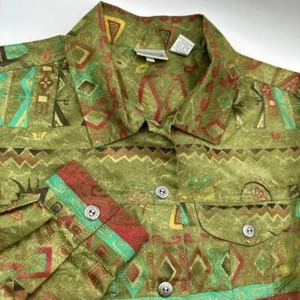 Chico's Damen Gr. 2 Large vorne offen Blazer Jacke Azteken Southwestern bunt - Bild 1 von 4