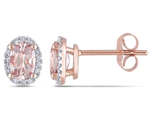 Morganite and Diamond Earrings 1.10 Carat (ctw) in 10K Rose Gold - Picture 1 of 4