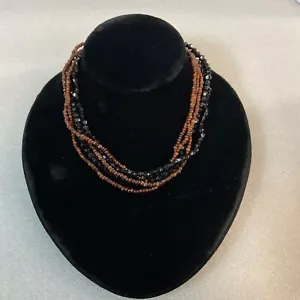 Gargantilla Zap 15" Moda Collar Cuentas de Madera y Cuentas Geométricas de Plástico Negro - Imagen 1 de 8