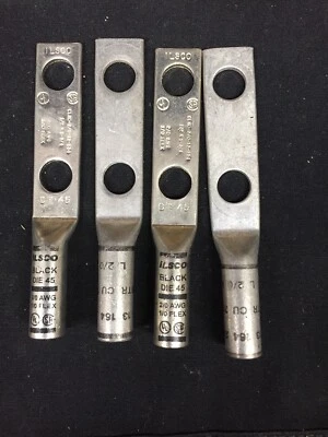 4 NEW ILSCO CLND-2/0-12-134 COPPER COMPRESSION LUG 2/0AWG BLACK DIE 45 - Image 1 of 4