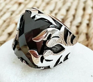 HandMade Knights Fire Ring Onyx Gemstone 925 Sterling Silver Mens Ring All Sizes - Picture 1 of 4