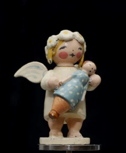 1920/35 alter Wendt und Kühn Margeritenengel mit Puppe Erzgebirge Grünhainichen - Bild 1 von 17