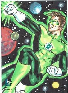 DC Comics Epic Battles 1/1 Sketch Card Green Lantern by Adam & Bekah Cleveland - Foto 1 di 2
