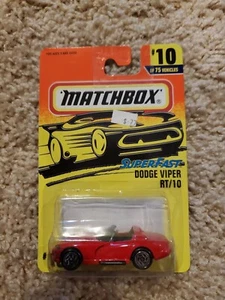 1995 Matchbox #10 Super Fast DODGE VIPER RT/10 Red w/Chrome 6 Spoke Spiral Wheel - Picture 1 of 4