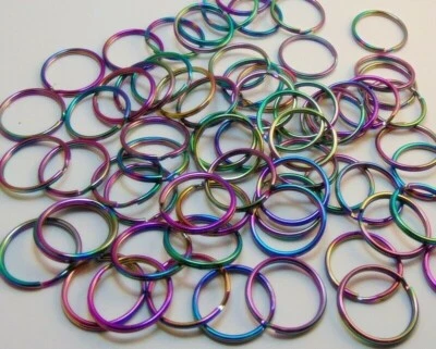 25 anéis divididos iridescentes duocromáticos 25mm 1" diâmetro cor arco-íris cintilante - Imagem 1 de 4