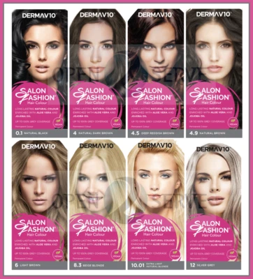 6 Pack-Derma V10 Salon Fashion Permanent Hair Colour-Vegan | Aloe Vera | Lasting