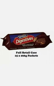 McVitie's Digestives Dark Chocolate Biscuits 15 X 266g FULL BOX / RETAIL CASE - Picture 1 of 1