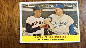 1958 Topps Rival Fence Busters Willie Mays Duke Snider #436 HOF Giants Dodgers