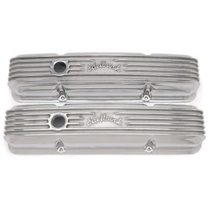Edelbrock 4144 1960-86 Small Block Fits Chevy Finned Valve Covers w/ Holes - Picture 1 of 5